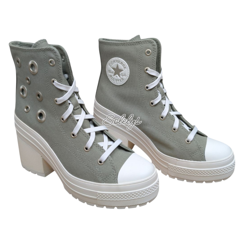 Converse Chuck 70 De Luxe Heel Platform Metal Ring Light Field Surplus Green 9.5